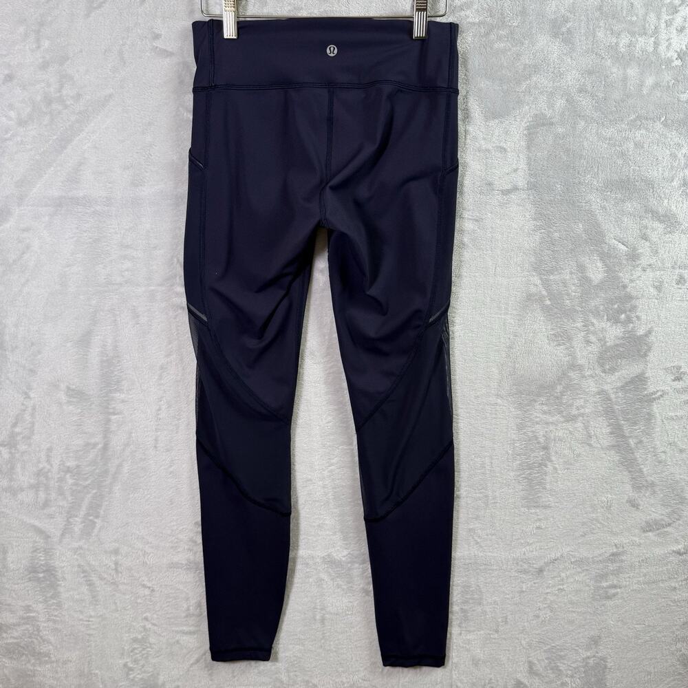 Lululemon Miles Ahead Leggings High Rise Size 6 Navy Workout Athletic Reflective
